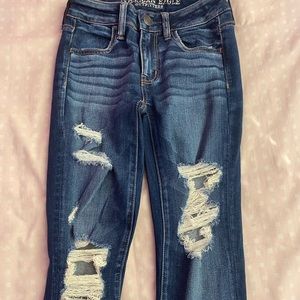 American eagle dark wash distressed jeans